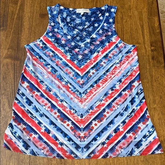 Women’s Patriotic Chevron Tank Top - Picture 1 of 6